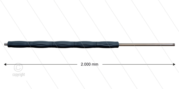 RP10 lans - L=2000mm - recht - RVS - isolatie L=495mm - 400 Bar - max 80&deg;C - 2 x 1/4&quot; bu