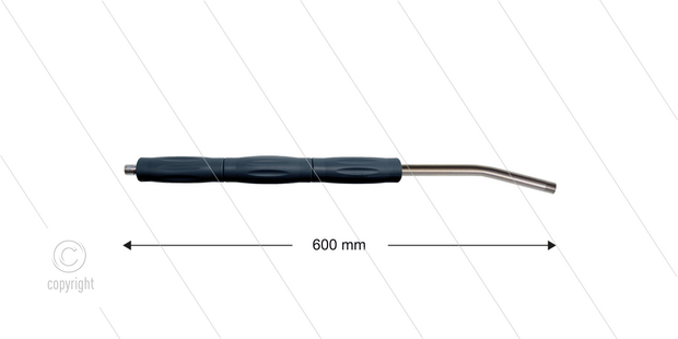 RP10 lans - L=600mm - gebogen - RVS - isolatie L=295mm - 400 Bar - max 80&deg;C - 2 x 1/4&quot; bu