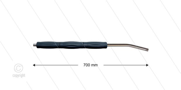 RP10 lans - L=700mm - gebogen - RVS - isolatie L=295mm - 400 Bar - max 80&deg;C - 2 x 1/4&quot; bu