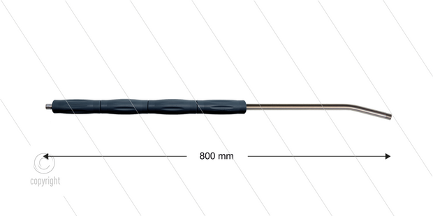 RP10 lans - L=800mm - gebogen - RVS - isolatie L=395mm - 400 Bar - max 80&deg;C - 2 x 1/4&quot; bu