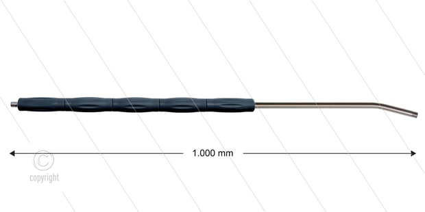 RP10 lans - L=1000mm - gebogen - RVS - isolatie L=495mm - 400 Bar - max 80&deg;C - 2 x 1/4&quot; bu