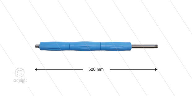 RP10 lans - L=500mm - recht - RVS - blauw - isolatie L=295mm - 400 Bar - max 80&deg;C - 2 x 1/4&quot; bu