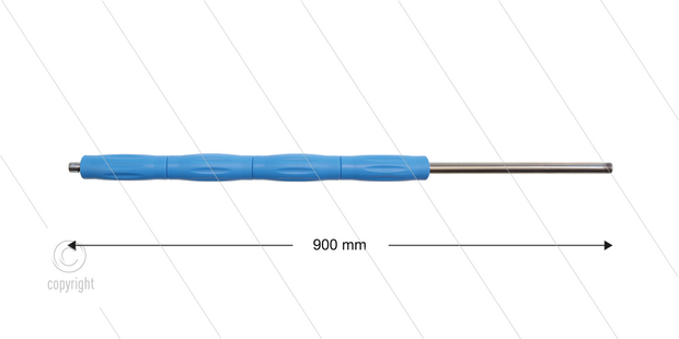 RP10 lans - L=900mm - recht - RVS - blauw - isolatie L=395mm - 400 Bar - max 80&deg;C - 2 x 1/4&quot; bu