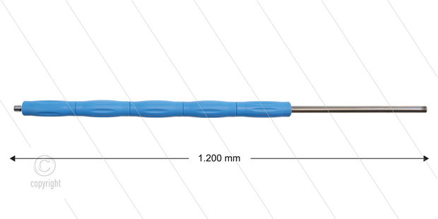 RP10 lans - L=1200mm - recht - RVS - blauw - isolatie L=495mm - 400 Bar - max 80&deg;C - 2 x 1/4&quot; bu