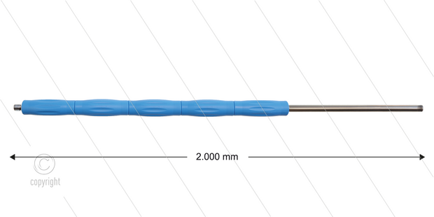RP10 lans - L=2000mm - recht - RVS - blauw - isolatie L=495mm - 400 Bar - max 80&deg;C - 2 x 1/4&quot; bu