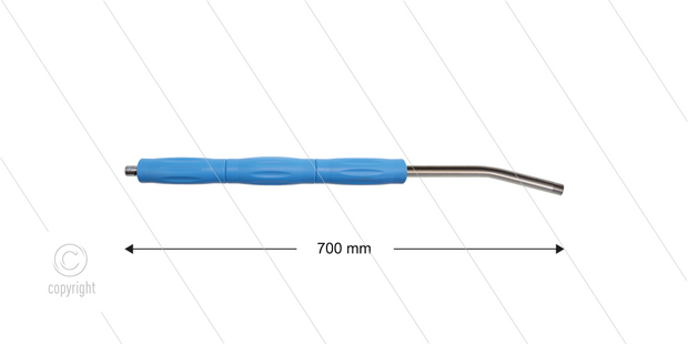 RP10 lans - L=700mm - gebogen - RVS - blauw - isolatie L=295mm - 400 Bar - max 80&deg;C - 2 x 1/4&quot; bu