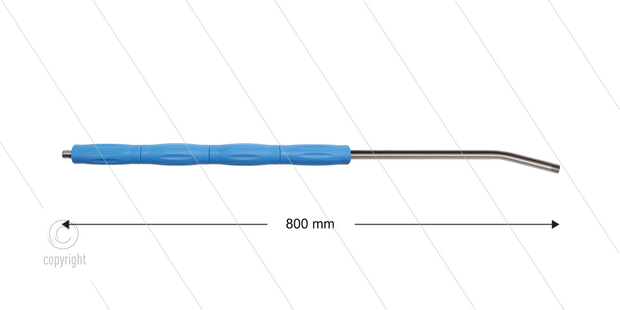 RP10 lans - L=800mm - gebogen - RVS - blauw - isolatie L=395mm - 400 Bar - max 80&deg;C - 2 x 1/4&quot; bu