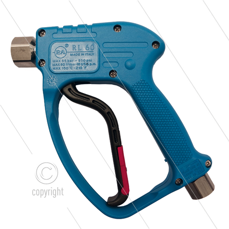 RL60 - HD pistool - RVS - met swivel - 60 Bar - 60 l/min - max 100&deg;C - 2 x 1/2&quot; bi - voor schuim - met grote doorlaat