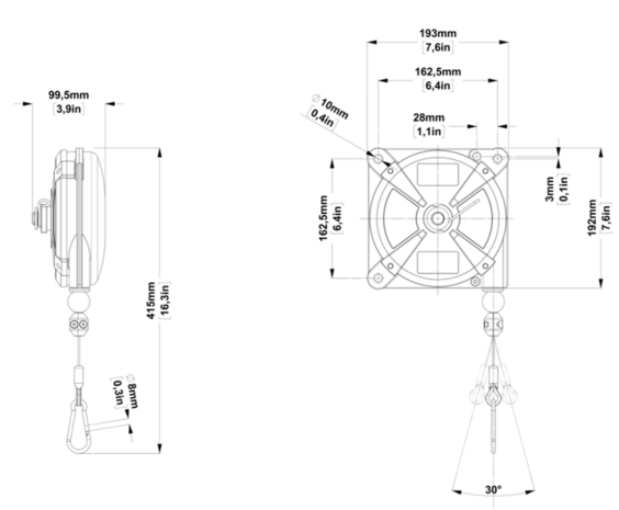 Zeca balancer 636  8 - 10 kg. 2500 mm kabel