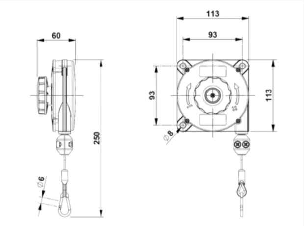 Zeca balancer 630  0.4 - 1 kg. 1600 mm kabel