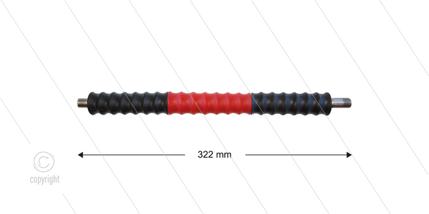 Iso77 lans - L=322mm - recht - RVS - draaibare isolatie L=300mm - zwart/rood/zwart - max 80&deg;C - 400 Bar - 2 x 1/4&quot; bu