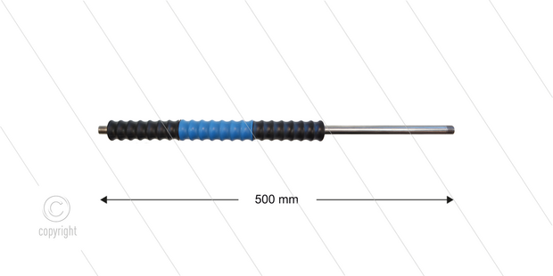 Iso77 lans - L=500mm - recht - RVS - draaibare isolatie L=300mm - zwart/blauw/zwart - max 80&deg;C - 400 Bar - 2 x 1/4&quot; bu