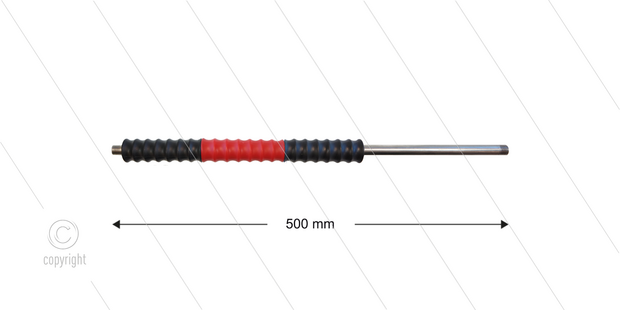 Iso77 lans - L=500mm - recht - RVS - draaibare isolatie L=300mm - zwart/rood/zwart - max 80&deg;C - 400 Bar - 2 x 1/4&quot; bu