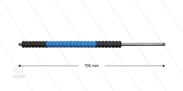 Iso77 lans - L=700mm - recht - RVS - draaibare isolatie L=400mm - zwart/blauw/zwart - max 80&deg;C - 400 Bar - 2 x 1/4&quot; bu