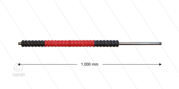Iso77 lans - L=1000mm - recht - RVS - draaibare isolatie L=400mm - zwart/rood/zwart - max 80&deg;C - 400 Bar - 2 x 1/4&quot; bu