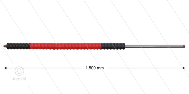 Iso77 lans - L=1500mm - recht - RVS - draaibare isolatie L=500mm - zwart/rood/zwart - max 80&deg;C - 400 Bar - 2 x 1/4&quot; bu