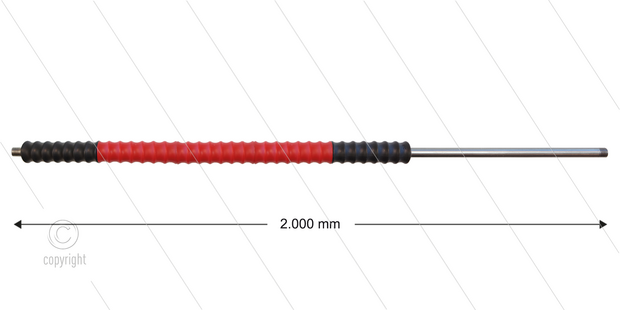 Iso77 lans - L=2000mm - recht - RVS - draaibare isolatie L=500mm - zwart/rood/zwart - max 80&deg;C - 400 Bar - 2 x 1/4&quot; bu