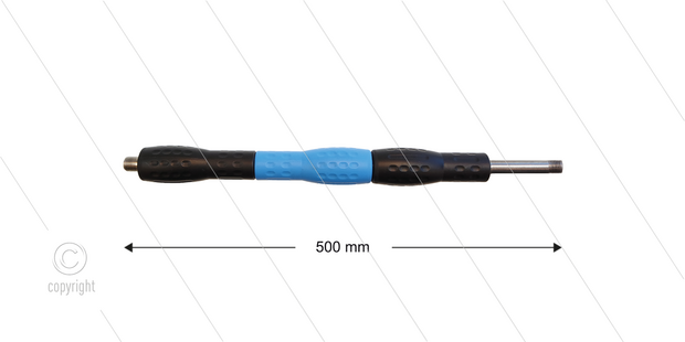 Iso88 lans - L=500mm - recht - RVS - draaibare isolatie L=300mm - zwart/blauw/zwart - max 80&deg;C - 400 Bar - 2 x 1/4&quot; bu
