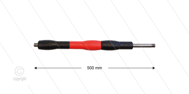 Iso88 lans - L=500mm - recht - RVS - draaibare isolatie L=300mm - zwart/rood/zwart - max 80&deg;C - 400 Bar - 2 x 1/4&quot; bu