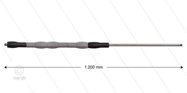 Iso88 lans - L=1200mm - recht - RVS - draaibare isolatie L=500mm - zwart/grijs/zwart - max 80&deg;C - 400 Bar - 2 x 1/4&quot; bu