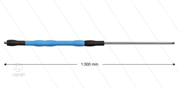 Iso88 lans - L=1500mm - recht - RVS - draaibare isolatie L=500mm - zwart/blauw/zwart - max 80&deg;C - 400 Bar - 2 x 1/4&quot; bu