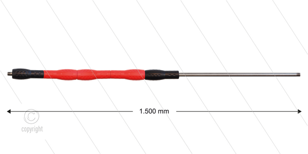 Iso88 lans - L=1500mm - recht - RVS - draaibare isolatie L=500mm - zwart/rood/zwart - max 80&deg;C - 400 Bar - 2 x 1/4&quot; bu
