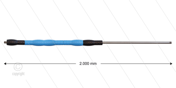 Iso88 lans - L=2000mm - recht - RVS - draaibare isolatie L=500mm - zwart/blauw/zwart - max 80&deg;C - 400 Bar - 2 x 1/4&quot; bu
