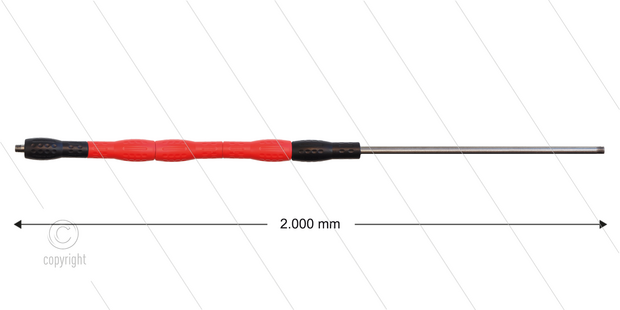 Iso88 lans - L=2000mm - recht - RVS - draaibare isolatie L=500mm - zwart/rood/zwart - max 80&deg;C - 400 Bar - 2 x 1/4&quot; bu