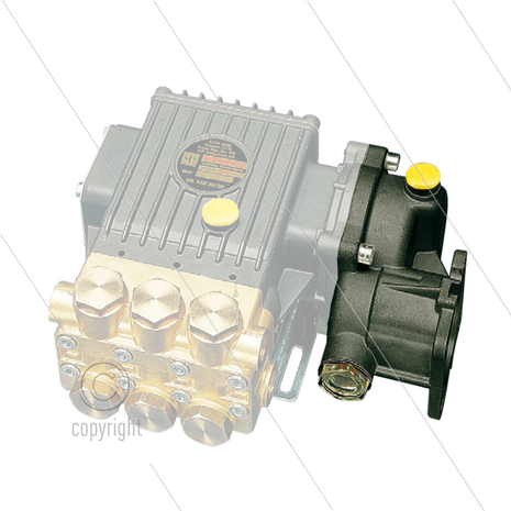 RS99 - reductiekast voor verbrandingsmotor - pompserie: 44 - 50 - 53(E1) - 58(E2) - 60(VHT) - 63(VHT) - flens SAE J 609-A - as &Oslash;19mm - Reductie i=2,4 (3400/1450 tpm) - max 3,7 kW
