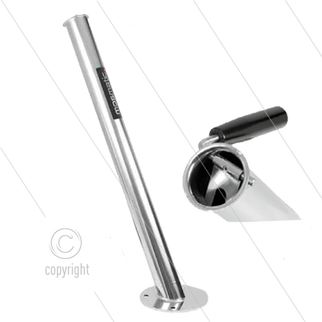 Spuitlanshouder Mosmatic - RVS - vloermontage met &Oslash;20mm afvoer - met eindaanslag - L=740mm - &Oslash;60mm