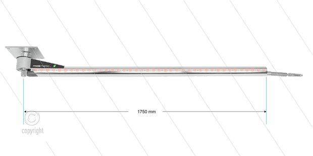 Mosmatic DKPbl - Zwenkarm plafond met LED-verlichting - L=1750mm - in/uit 1/4&quot; bi - max 275 Bar - max 120&deg;C - Aansluitspanning: 24V - Lichtsterkte: 120 lux - Led&#039;s 30/m
