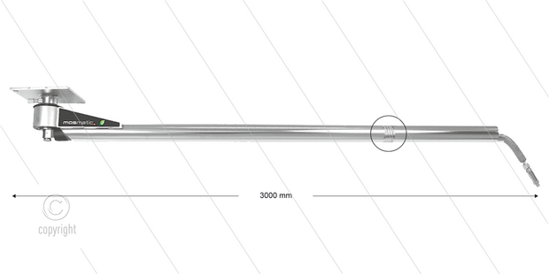 Mosmatic DKF - Zwenkarm plafond met veer - L=3000mm - aansluiting in: 1/4&quot; bi x uit: 1/4&quot; bi