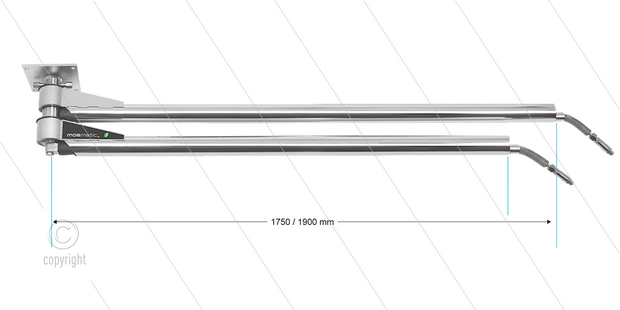 Mosmatic DDP - Zwenkarm dubbel plafond - L=1750/1900mm - aansluiting in: 1/4&quot; bi x uit: 1/4&quot; bu