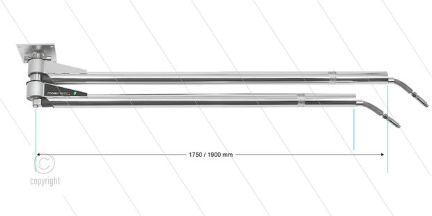 Mosmatic DDF - Zwenkarm dubbel plafond met veer - L=1750/1900mm - aansluiting in: 1/4&quot; bi x uit: 1/4&quot; bu