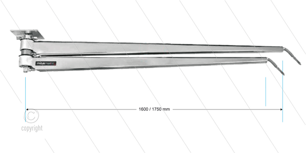 Mosmatic DDK - Zwenkarm dubbel plafond 6-hoekige buis - L=1600/1750mm - aansluiting in: 1/4&quot; bi x uit: M18x1,5