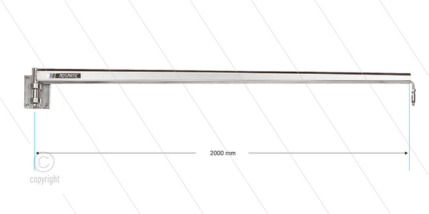 Mosmatic WAN - Zwenkarm wandmontage RVS binnenbuis - L=2000mm - rustpositie links - in 1/4&quot; bi x uit 1/4&quot; bu