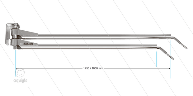 Mosmatic WAD - Zwenkarm dubbel wandmontage - L=1450/1600mm - aansluiting in: 1/4&quot; bi x uit: 1/4&quot; bu