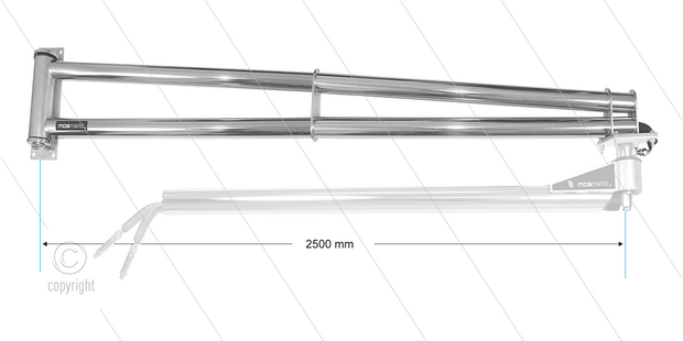 Mosmatic WSA-2R - Zwenkarm verlenging (2 binnenbuizen/aansluitingen) wandmontage - L=2500mm