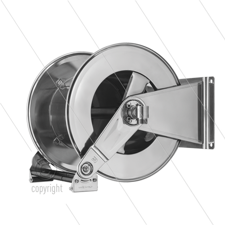 Ramex waterhaspel RVS 304 veerbed. open model HR 6000 HAI - 60mtr 1/2&quot; - tot 250 bar