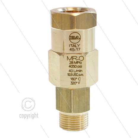 MR-O - Swivel - messing - 250 Bar - 40 l/min - max 90&deg;C - 30 tpm - 3/8" bi x 3/8" bu