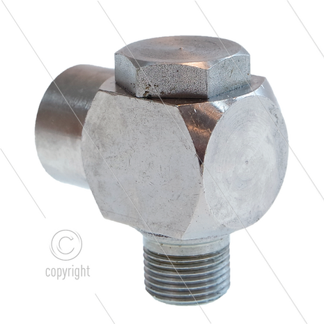 SW90 - Swivel - haaks - Messing / RVS - 250 Bar - 40 l/min - max 90&deg;C - 30 tpm - 3/8" bu x 1/4" bi