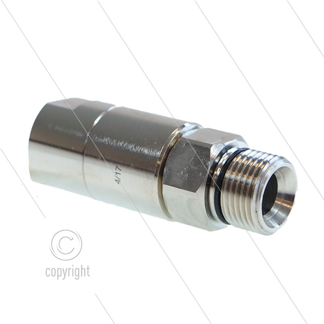 DGS Swivel - recht - 2 lagers - 1/4" bi x 3/8" bu - 275 Bar - NW6 - 30 tpm - max 120&deg;C - Afdichting NBR - Huis: messing vernikkeld - Binnenwerk: RVS