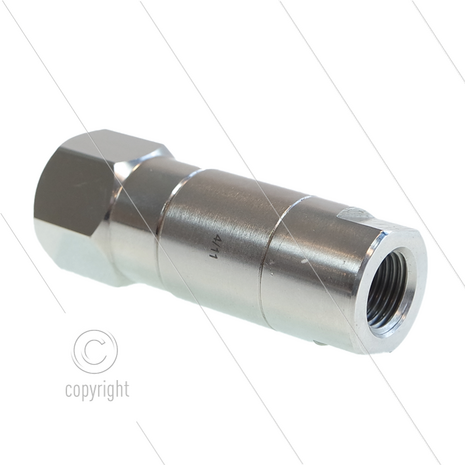 DGS Swivel - recht - 2 lagers - 1/4" bi x 3/8" bi - 275 Bar - NW6 - 30 tpm - max 120&deg;C - Afdichting NBR - Huis: messing vernikkeld - Binnenwerk: RVS