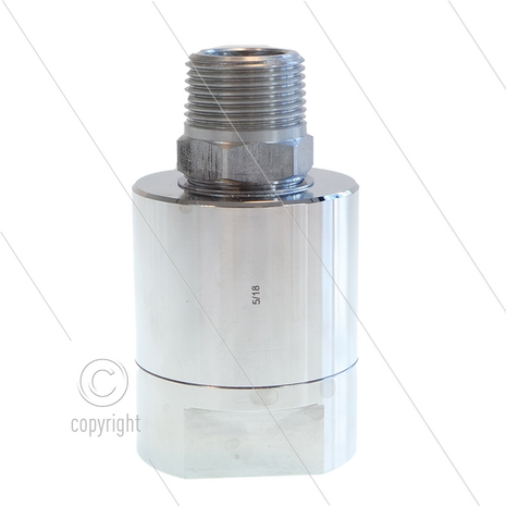DGE Swivel - recht - 1 lager - 3/4" bi x 3/4" bu - 275 Bar - NW18 - 30 tpm - max 120&deg;C - Afdichting NBR - Huis: messing vernikkeld - Binnenwerk: RVS - High flow