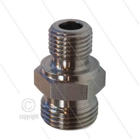 Verloopnippel - RVS - 1/4" bu x M18x1,5 bu (12L)