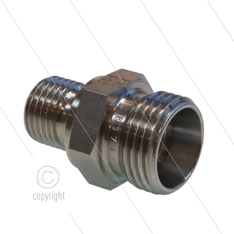 Verloopnippel - RVS - 1/4" bu x M18x1,5 bu (12L)