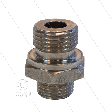 Verloopnippel - RVS - 1/2" bu x M18x1,5 bu (12L)