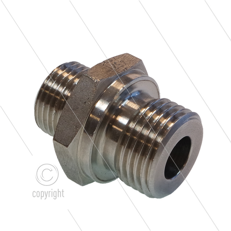 Verloopnippel - RVS - 1/2" bu x M18x1,5 bu (12L)