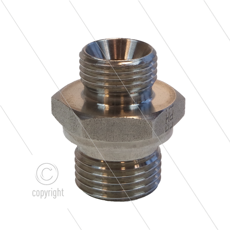 Verloopnippel - RVS - 1/2" bu x M18x1,5 bu (12L)
