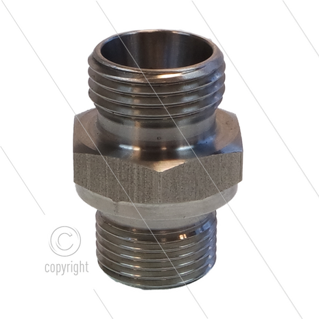Verloopnippel - RVS - 3/8" bu x M22x1,5 bu (15L)